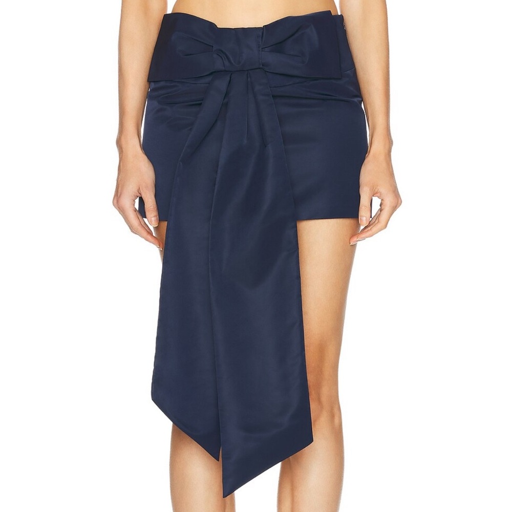 New with Tags Sandy Liang Navy Bow Skar Mini Skirt Size 2